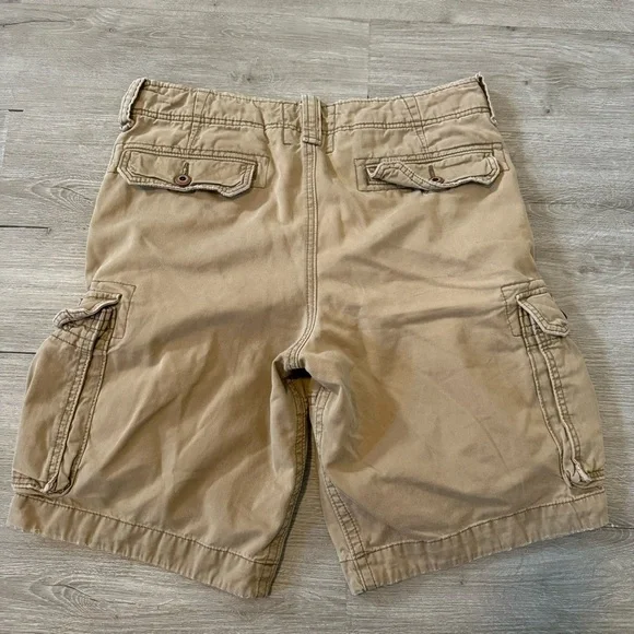 Men’s Vintage Y2K Hollister Cargo Shorts Outdoor Gorpcore Hike Baggy Khaki Sz 32 - Picture 2 of 12
